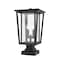 Z-Lite Seoul 2 Light Outdoor Pier Mounted Fixture, Black & Clear 571PHBS-SQPM-BK - alternate 2